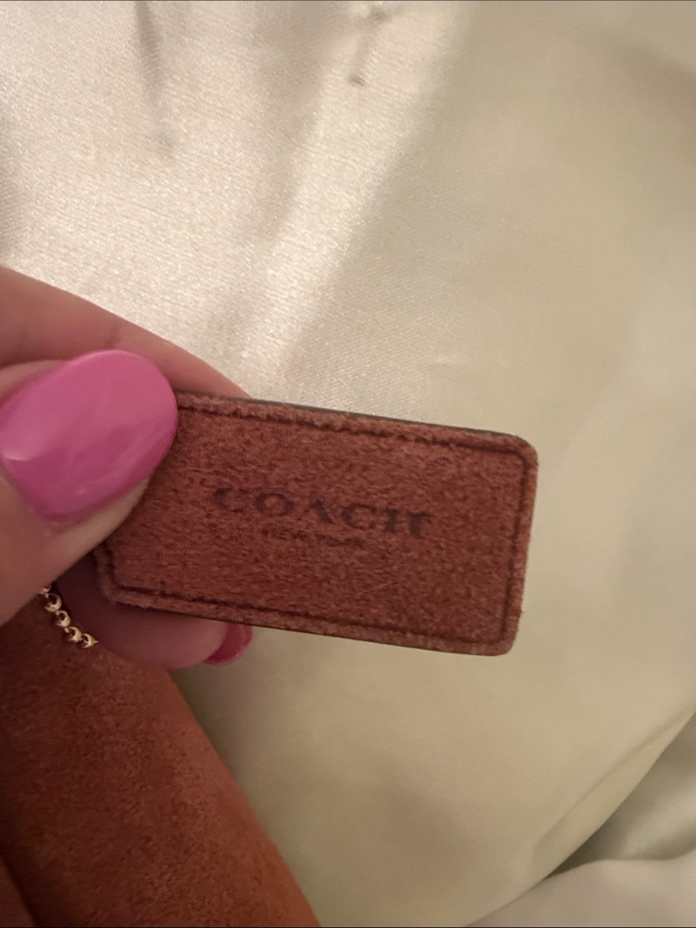 ๐คCOACH NWT Clayโ Suede Hadley Mini Turn-lock Crossbody with Gold Hardware - Picture 8 of 11